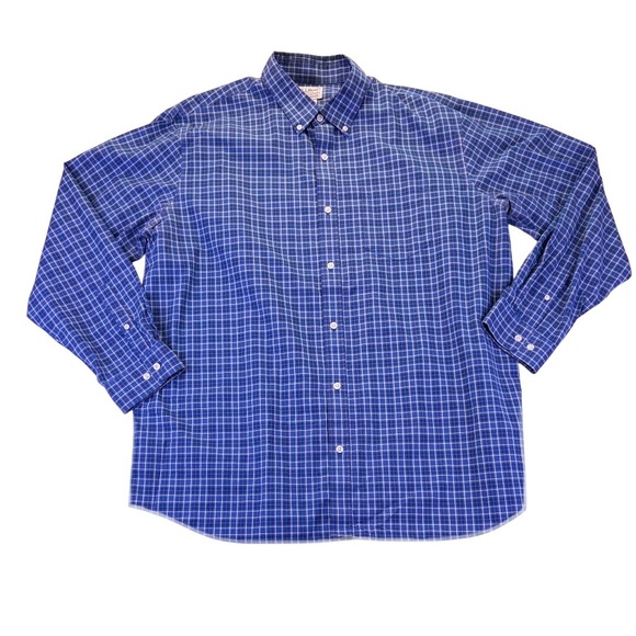 L.L. Bean Other - LL Bean Mens XL Blue White Plaid Cotton Button Down Shirt Traditional Fit Casual